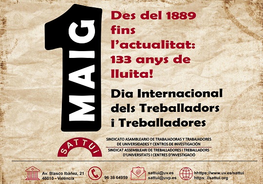 Cartell 1 Maig, Dia Internacional dels Treballadors i Treballadores